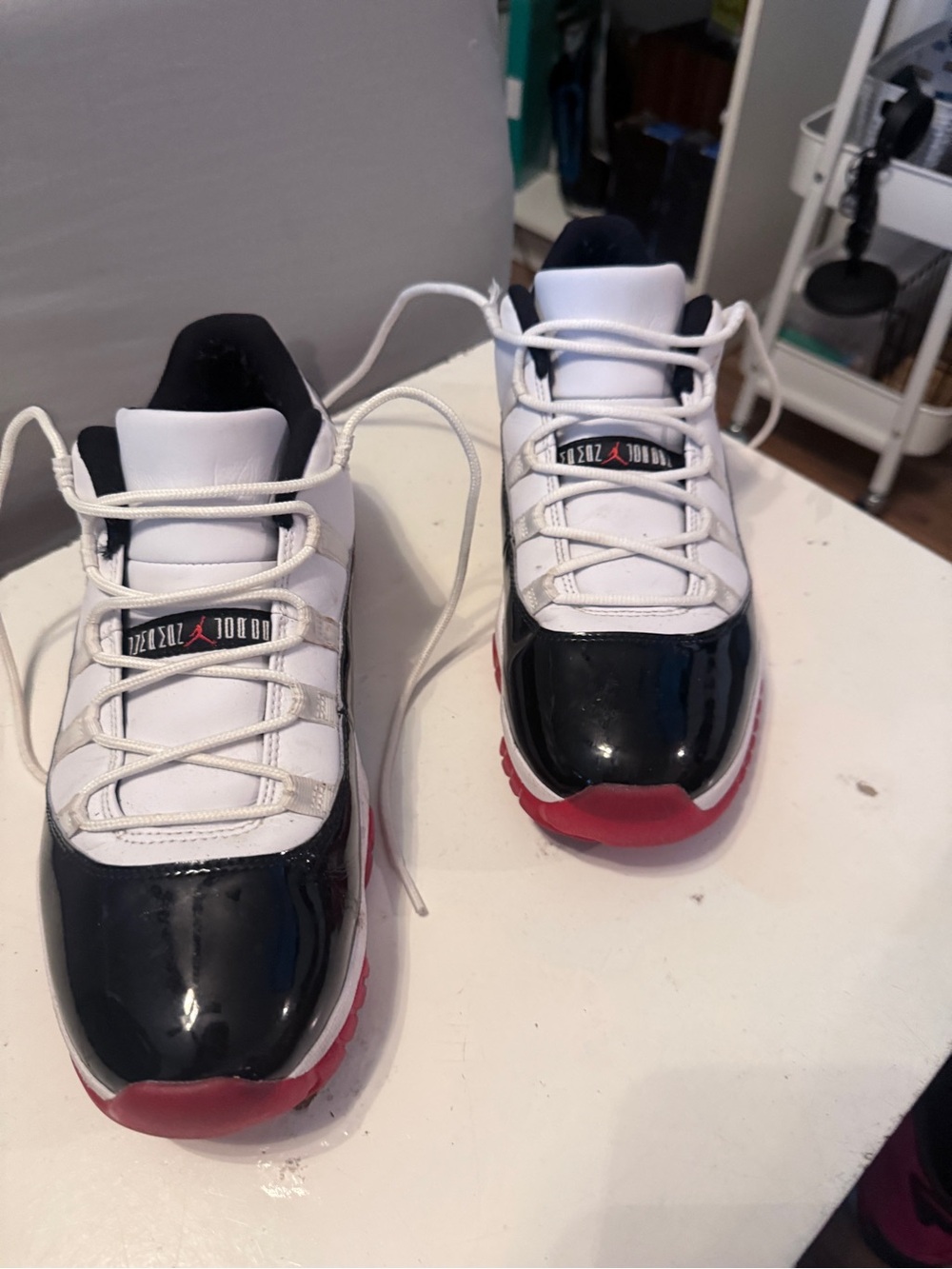 Air Jordan 11 Retro Low 'White Bred' | Men's Size 10.5 | White/Black/Red